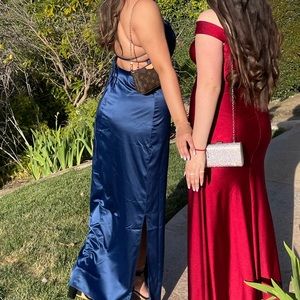 BEGINNING BOUTIQUE Navy blue Manhattan Slip Formal Dress in XL